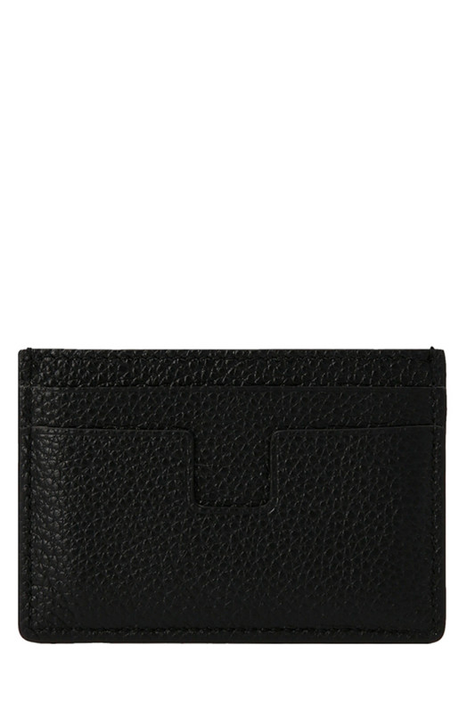 Logo leather card holder Black
