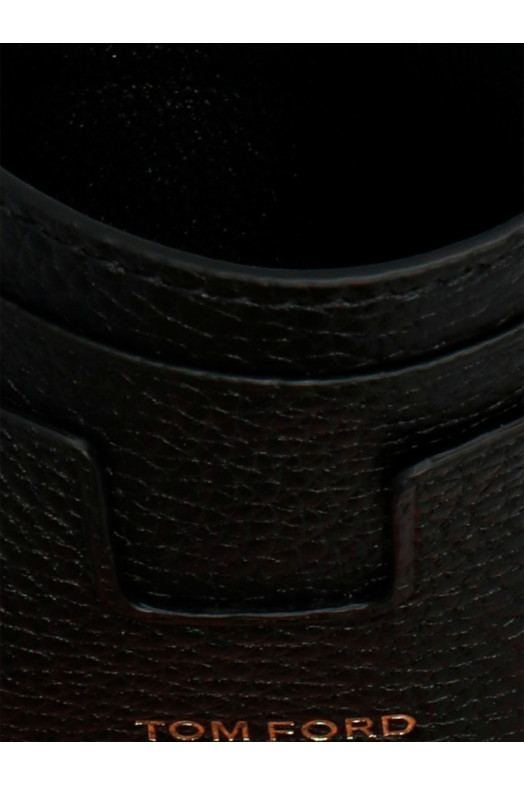 Logo leather card holder Black