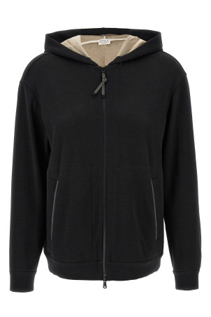 Худі на блискавці BRUNELLO CUCINELLI 'Precious Zipper Pull'. Чорна. MP828SB806C9185 Худі на блискавці BRUNELLO CUCINELLI 'Precious Zipper Pull'. Чорна. MP828SB806C9185