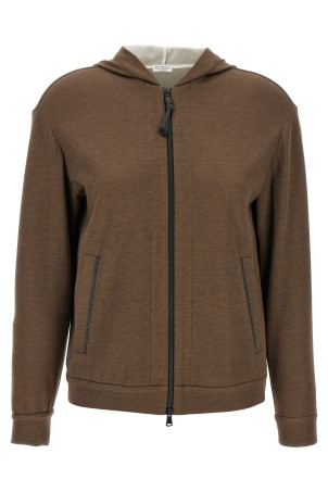 Худі BRUNELLO CUCINELLI 'Precious Zipper Pull' Коричневий MP828SB806C9122 Худі BRUNELLO CUCINELLI 'Precious Zipper Pull' Коричневий MP828SB806C9122