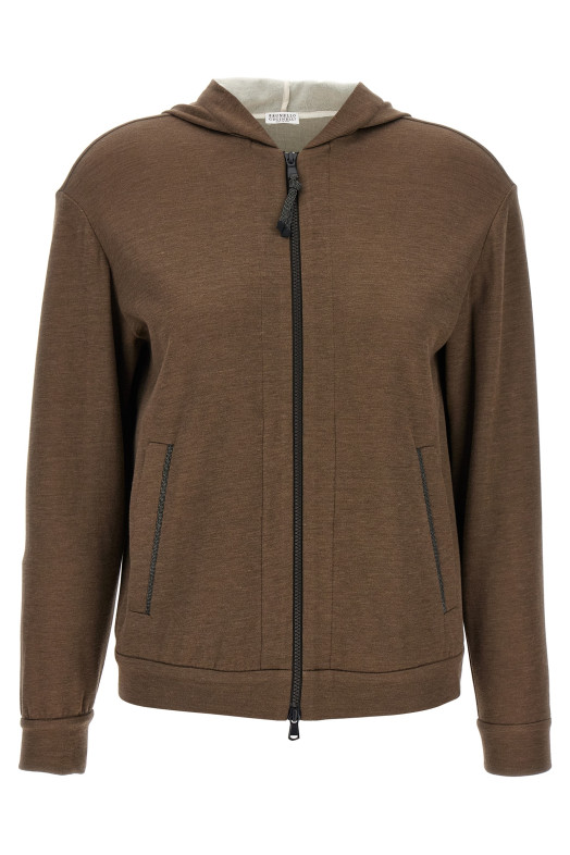 Худі BRUNELLO CUCINELLI 'Precious Zipper Pull' Коричневий MP828SB806C9122 Худі BRUNELLO CUCINELLI 'Precious Zipper Pull' Коричневий MP828SB806C9122