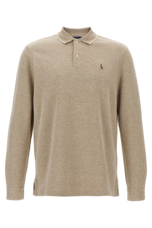 Fleece cotton polo shirt Beige