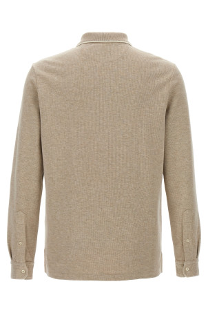 Fleece cotton polo shirt Beige