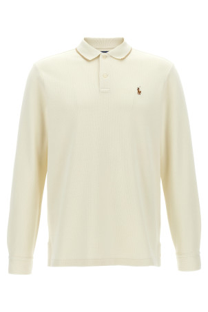 Fleece cotton polo shirt Beige