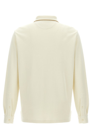 Fleece cotton polo shirt Beige