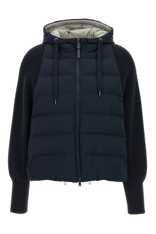 Куртка-пуховик з двох матеріалів Синій BRUNELLO CUCINELLI MD5997699PCZQ73 Куртка-пуховик з двох матеріалів Синій BRUNELLO CUCINELLI MD5997699PCZQ73