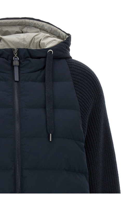 Куртка-пуховик з двох матеріалів Синій BRUNELLO CUCINELLI MD5997699PCZQ73 Куртка-пуховик з двох матеріалів Синій BRUNELLO CUCINELLI MD5997699PCZQ73