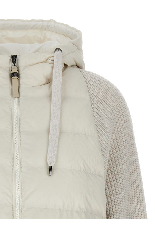 Куртка-пуховик з двох матеріалів Біла BRUNELLO CUCINELLI MD5997699PC1709 Куртка-пуховик з двох матеріалів Біла BRUNELLO CUCINELLI MD5997699PC1709