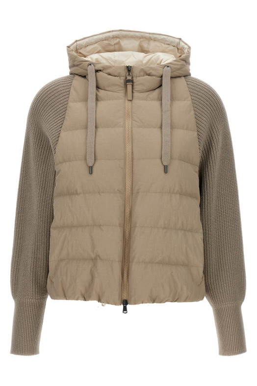 Куртка-пуховик з двох матеріалів Бежевий BRUNELLO CUCINELLI MD5997699PC9123 Куртка-пуховик з двох матеріалів Бежевий BRUNELLO CUCINELLI MD5997699PC9123