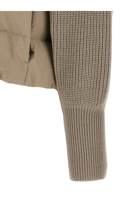 Куртка-пуховик з двох матеріалів Бежевий BRUNELLO CUCINELLI MD5997699PC9123 Куртка-пуховик з двох матеріалів Бежевий BRUNELLO CUCINELLI MD5997699PC9123