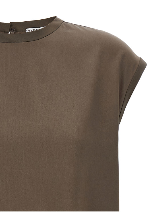 Monile satin T-shirt Brown Monile satin T-shirt Brown