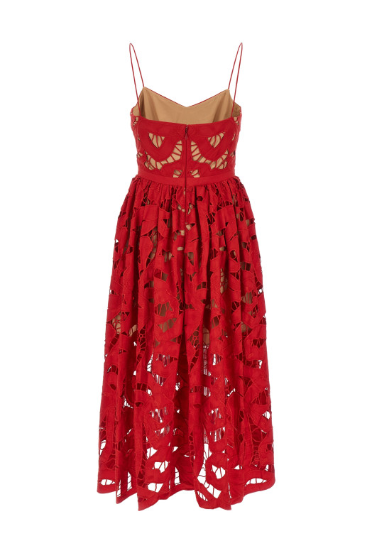 'Red Bow Embroidered Midi' dress Red