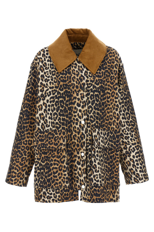 'Leopard Printed Canvas Midi' jacket Brown 'Leopard Printed Canvas Midi' jacket Brown