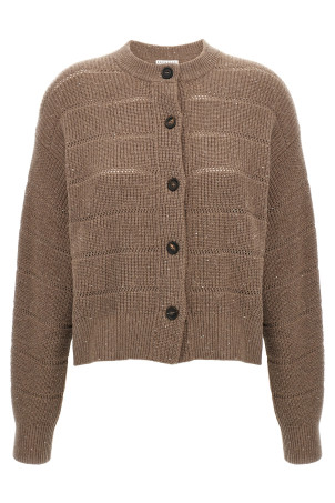 Кардиган BRUNELLO CUCINELLI 'Rustic Dazzling Net' Коричневий MBM738206PC507 Кардиган BRUNELLO CUCINELLI 'Rustic Dazzling Net' Коричневий MBM738206PC507