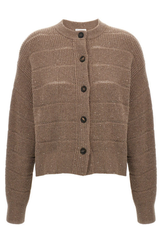 'Rustic Dazzling Net' cardigan Brown