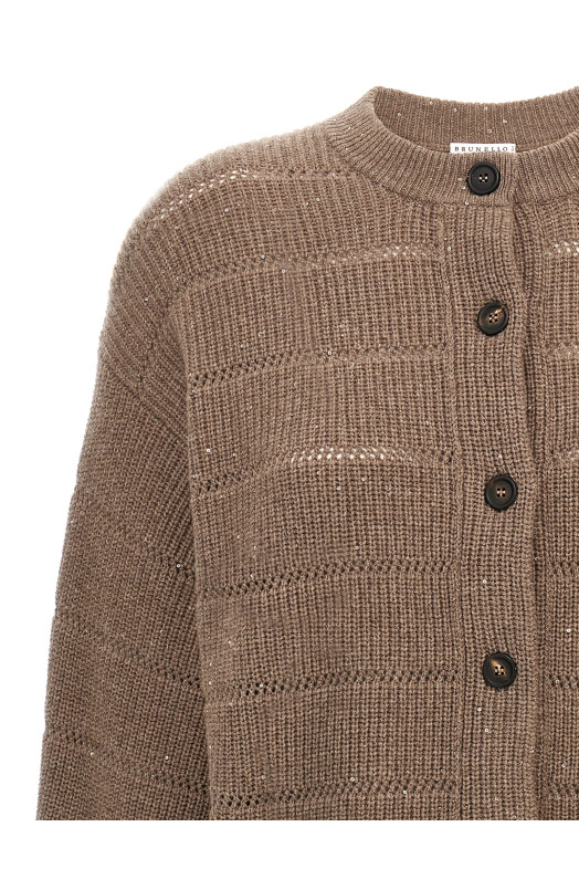 'Rustic Dazzling Net' cardigan Brown