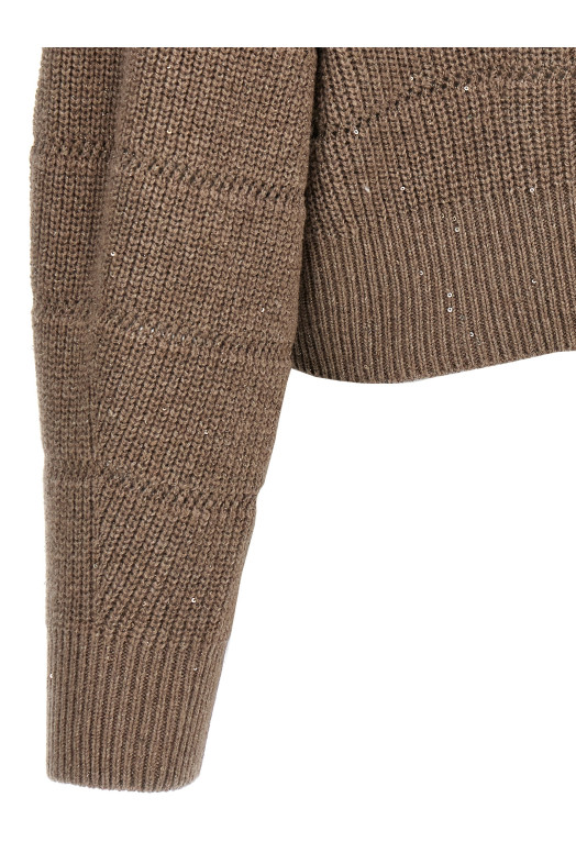 'Rustic Dazzling Net' cardigan Brown