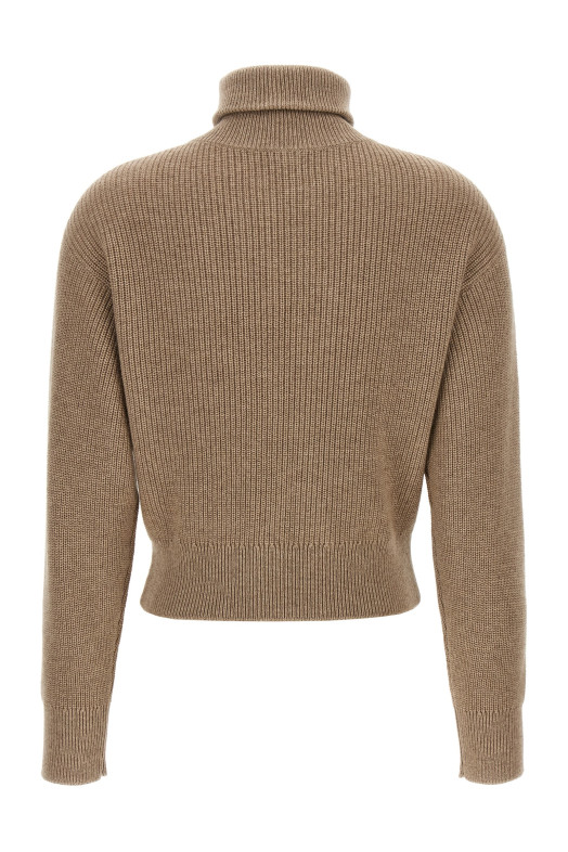 'Shiny Flap Detail' cropped cardigan Beige