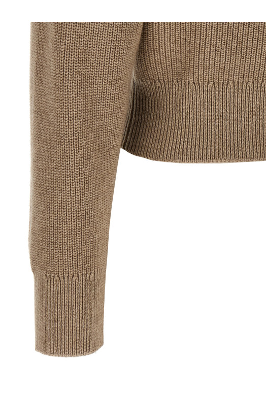 'Shiny Flap Detail' cropped cardigan Beige