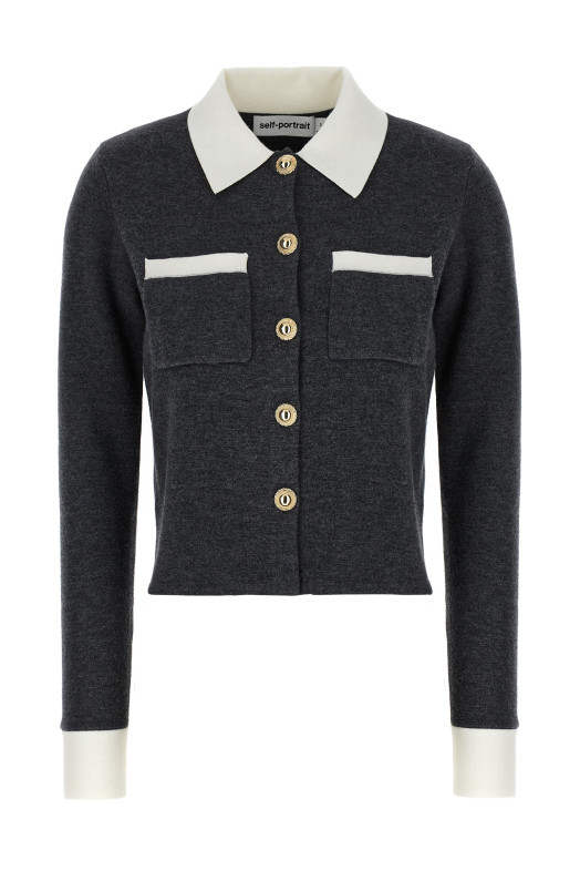 'Grey Contrast Collar' cardigan Gray 'Grey Contrast Collar' cardigan Gray