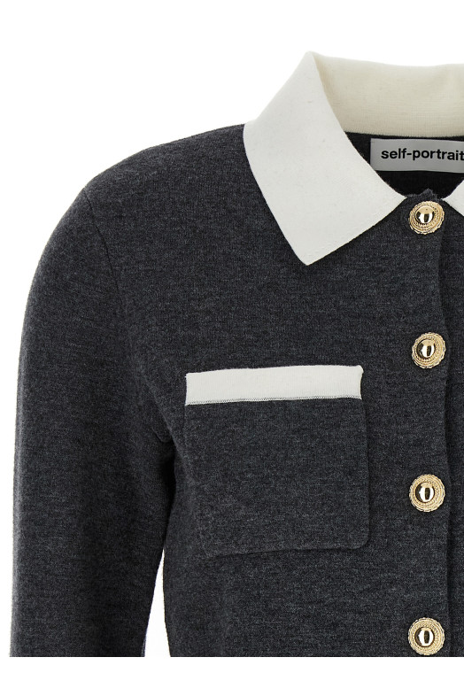 'Grey Contrast Collar' cardigan Gray 'Grey Contrast Collar' cardigan Gray