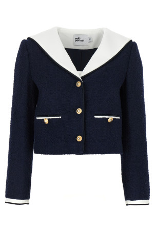 Блейзер SELF PORTRAIT 'Navy Boucle Contrast Collar' Синій PF25034JBLBLUE Блейзер SELF PORTRAIT 'Navy Boucle Contrast Collar' Синій PF25034JBLBLUE