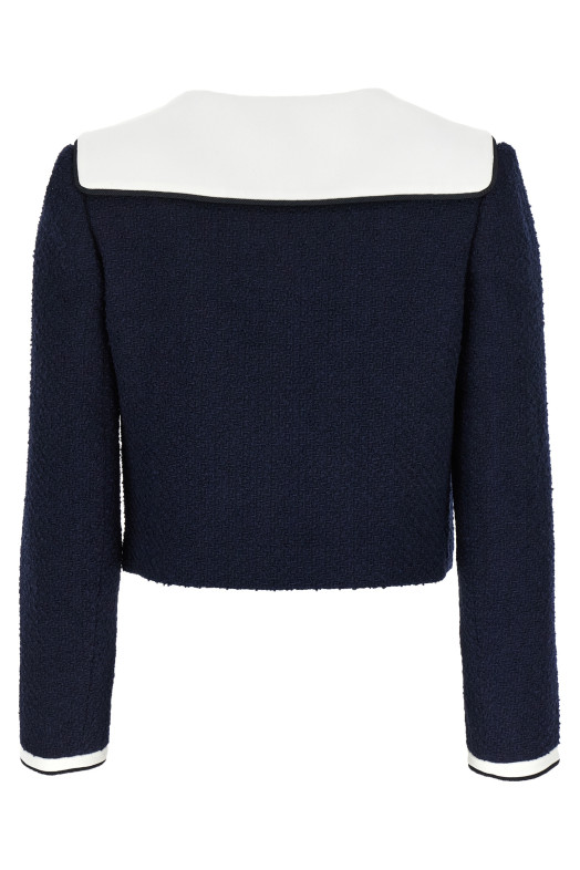 Блейзер SELF PORTRAIT 'Navy Boucle Contrast Collar' Синій PF25034JBLBLUE Блейзер SELF PORTRAIT 'Navy Boucle Contrast Collar' Синій PF25034JBLBLUE