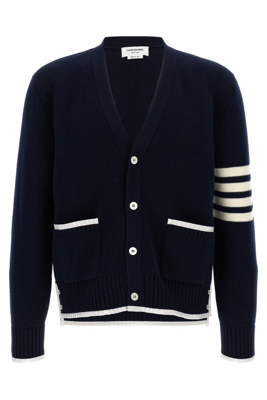 Вовняний кардиган THOM BROWNE '4-Bar' Синій MKC608AY1029415 Вовняний кардиган THOM BROWNE '4-Bar' Синій MKC608AY1029415