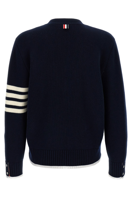 Вовняний кардиган THOM BROWNE '4-Bar' Синій MKC608AY1029415 Вовняний кардиган THOM BROWNE '4-Bar' Синій MKC608AY1029415