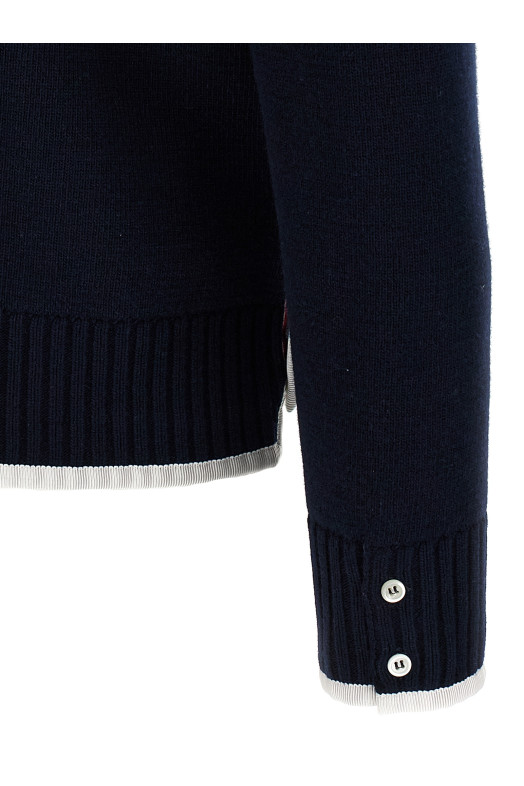 Вовняний кардиган THOM BROWNE '4-Bar' Синій MKC608AY1029415 Вовняний кардиган THOM BROWNE '4-Bar' Синій MKC608AY1029415