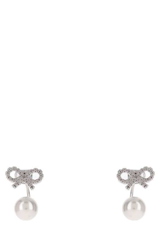 Серьги SELF PORTRAIT 'Crystal Bow Pearl Jacket' Серебро PF25624ESLSILVER Серьги SELF PORTRAIT 'Crystal Bow Pearl Jacket' Серебро PF25624ESLSILVER