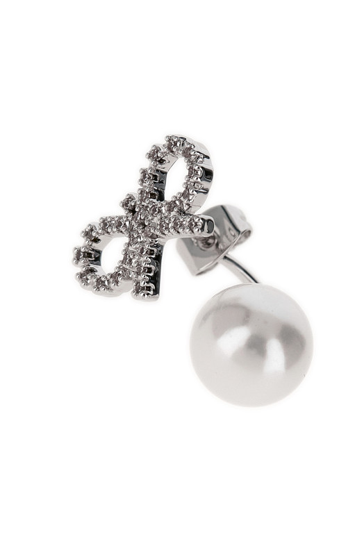 Серьги SELF PORTRAIT 'Crystal Bow Pearl Jacket' Серебро PF25624ESLSILVER Серьги SELF PORTRAIT 'Crystal Bow Pearl Jacket' Серебро PF25624ESLSILVER