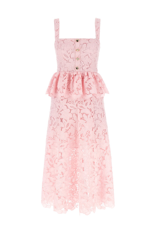 'Pink Lace Peplum Midi' dress Pink