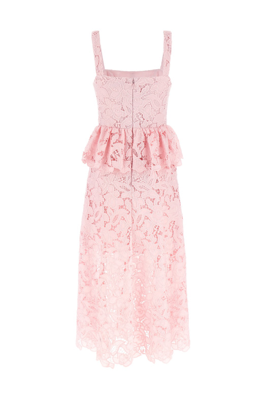 'Pink Lace Peplum Midi' dress Pink