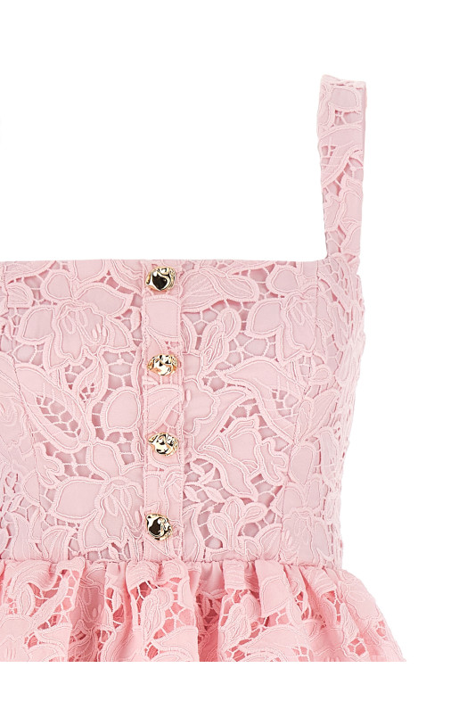 'Pink Lace Peplum Midi' dress Pink