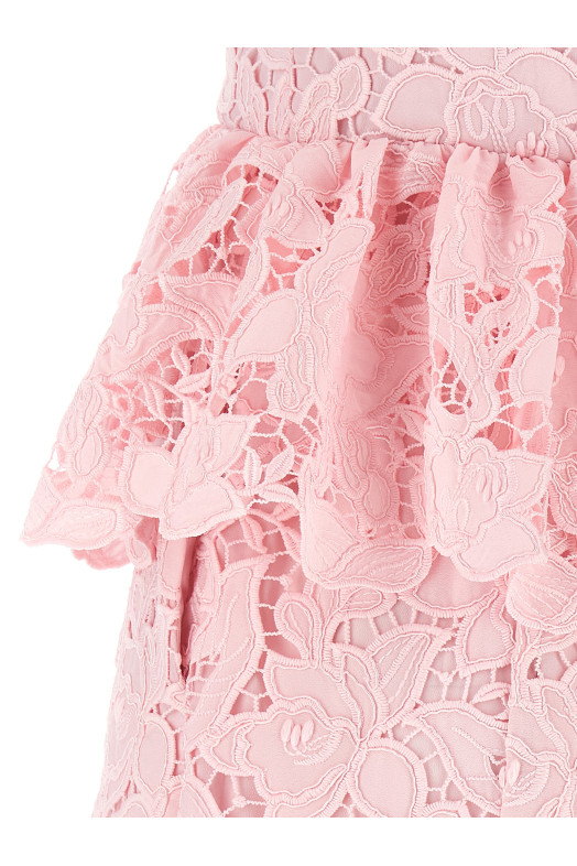 'Pink Lace Peplum Midi' dress Pink