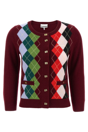 Кардиган GANNI 'Burgundy Check' цвета бордо K2532730 Кардиган GANNI 'Burgundy Check' цвета бордо K2532730