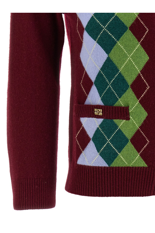 Кардиган GANNI 'Burgundy Check' цвета бордо K2532730