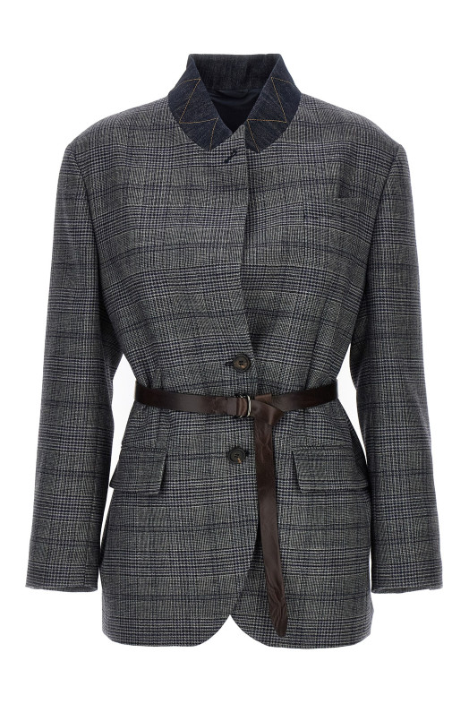 Блейзер Monile houndstooth Серый BRUNELLO CUCINELLI MG5227391PC4227