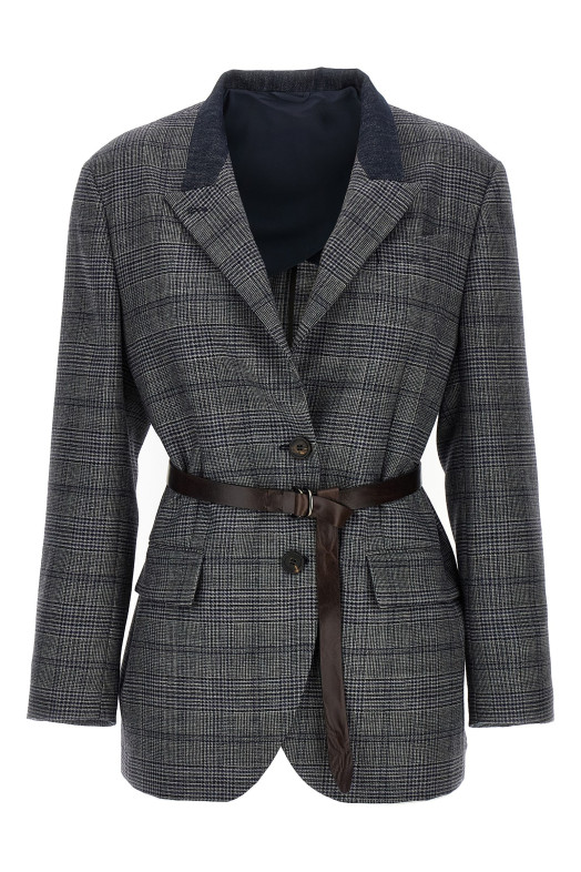 Блейзер Monile houndstooth Серый BRUNELLO CUCINELLI MG5227391PC4227