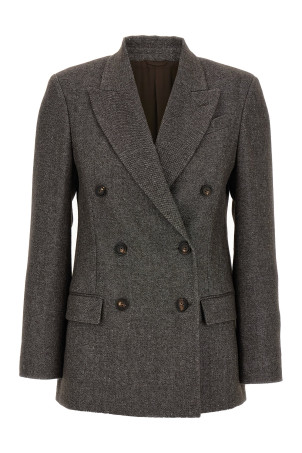 Блейзер твідовий Monile Brown BRUNELLO CUCINELLI MG5277047PC103 Блейзер твідовий Monile Brown BRUNELLO CUCINELLI MG5277047PC103