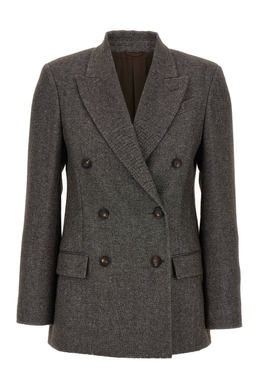 Блейзер твидовый Monile Brown BRUNELLO CUCINELLI MG5277047PC103 Блейзер твидовый Monile Brown BRUNELLO CUCINELLI MG5277047PC103