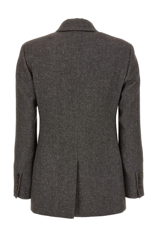 Блейзер твидовый Monile Brown BRUNELLO CUCINELLI MG5277047PC103 Блейзер твидовый Monile Brown BRUNELLO CUCINELLI MG5277047PC103