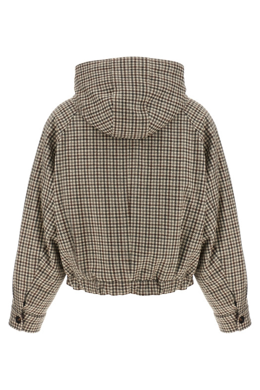 'Shiny Zipper Pull' check jacket Beige