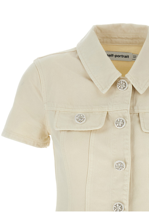 Джинсова міні-сукня з кремовим комірцем Білий PF25811SCCREAM Джинсова міні-сукня з кремовим комірцем Білий PF25811SCCREAM