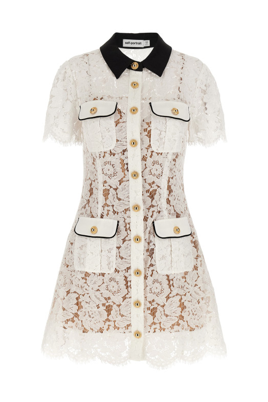 Платье SELF PORTRAIT 'White Lace Contrast Collar Mini' Белый PF25020SWWHITE Платье SELF PORTRAIT 'White Lace Contrast Collar Mini' Белый PF25020SWWHITE