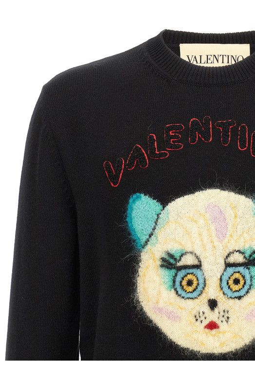 Свитер Valentino Garavani 'Le Chat de la Maison' черный V3KC35IB2V0NO