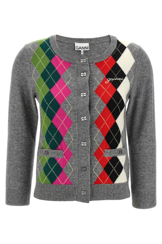 Кардиган GANNI 'Grey Check' Серый K2512921