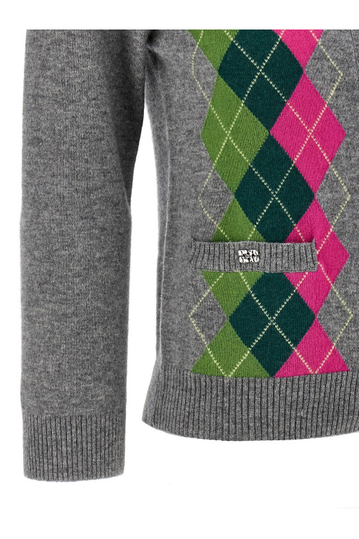 Кардиган GANNI 'Grey Check' Серый K2512921