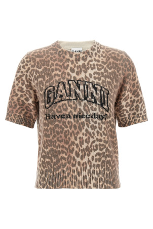 'Leopard Wool Mix' T-shirt Brown 'Leopard Wool Mix' T-shirt Brown